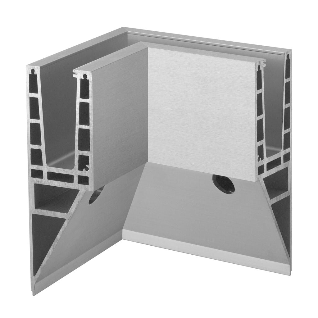 Q-railing EASY GLASS MAX Y Fascia Mount profilio kampas MOD 8541 vidinis kampas, ner. plieno išvaizda (brushed, anodised)