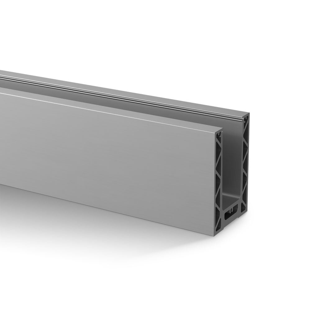Q-railing EASY GLASS STRONG Top Mount Profilis MOD 8610 ilgis: 2500 mm, su skylėmis, ner. plieno išvaizda (brushed, anodised), anodized 25µm