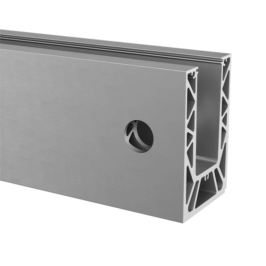 Q-railing EASY GLASS STRONG Fascia Mount profilis MOD 8630 ilgis: 2500 mm, su skylėmis, aliuminis, be paviršiaus apdirbimo