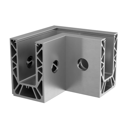 Q-railing EASY GLASS STRONG Fascia Mount profilio kampas MOD 8631 vidinis kampas, aliuminis, be paviršiaus apdirbimo