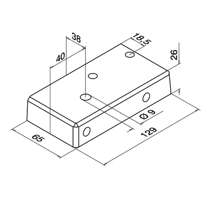 Q-railing Easy Alu turėklo stovo tvirtinimo pagrindas MOD 9026 kairė, aliuminis, juoda RAL 7016