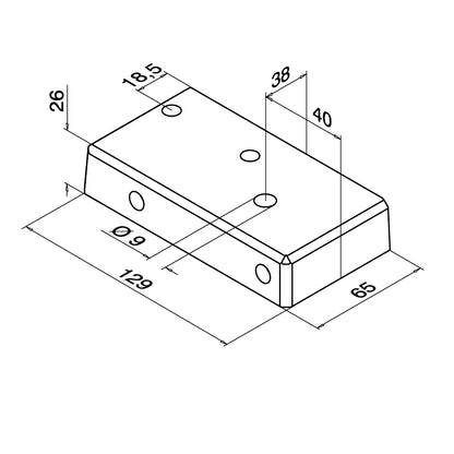 Q-railing Easy Alu turėklo stovo tvirtinimo pagrindas MOD 9026 dešinė, aliuminis, juoda RAL 7016