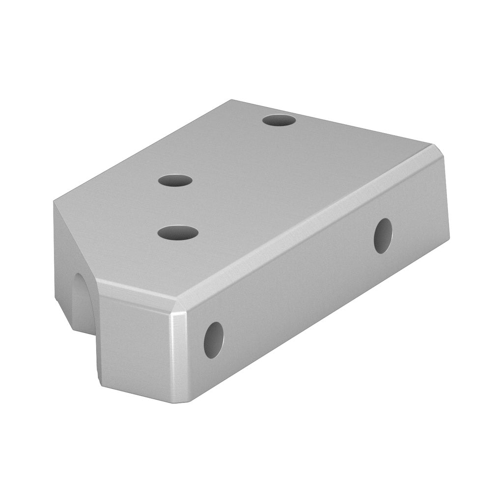Q-railing Easy Alu turėklo stovo tvirtinimo pagrindas MOD 9026 išorinis kampas, anod. aliuminis, ner. plieno išvaizda (brushed, anodised)