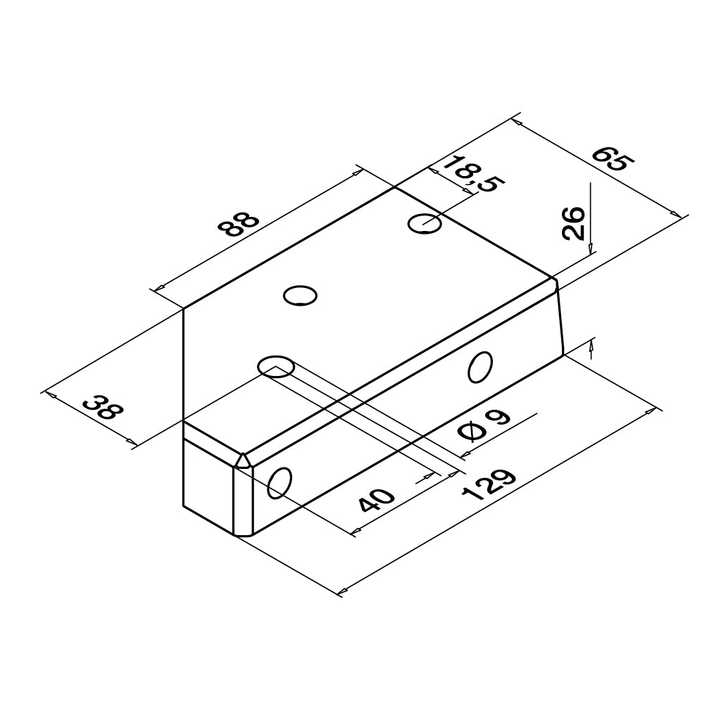 Q-railing Easy Alu turėklo stovo tvirtinimo pagrindas MOD 9026 išorinis kampas, aliuminis, juoda RAL 7016
