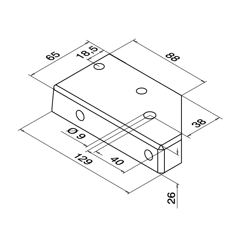 Q-railing Easy Alu turėklo stovo tvirtinimo pagrindas MOD 9026 vidinis kampas, aliuminis, juoda RAL 7016