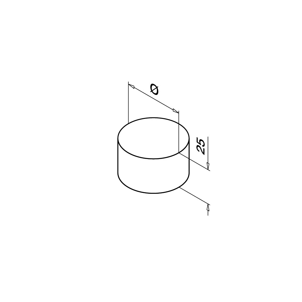 Q-railing aklė medžiui Ø42 mm MOD 0732 ner. plienas AISI 304, šlifuotas pav.