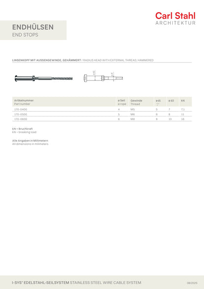 Carl Stahl Radius head with external thread, hammered 170