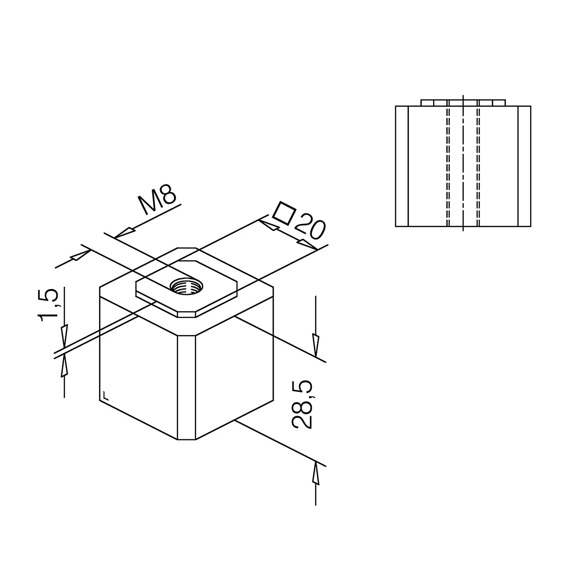 G-fittings Nylon plug for square tube 35 mm x 35 mm mm Nelab