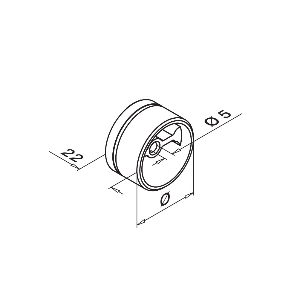 Q-railing adapteris mediniam porankiui Ø42 mm MOD 0792 ner. plienas AISI 316, šlifuotas pav.