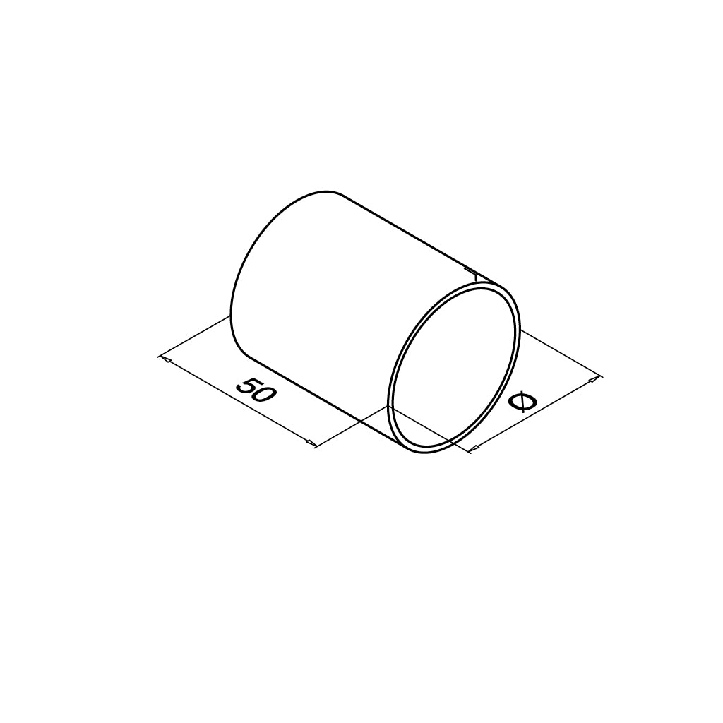 Q-railing jungtis mediniam porankiui Ø42 mm MOD 0793 ner. plienas AISI 316, šlifuotas pav.