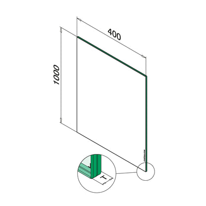 Q-railing laminuotas grūdintas stiklas 16.76 mm (8-0.76-8) MOD 5017 plotis: 400 mmaukštis: 1000 mm