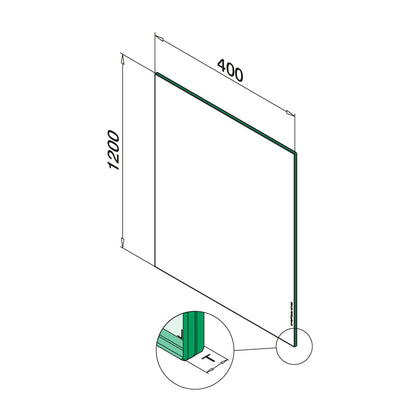 Q-railing laminuotas grūdintas stiklas 16.76 mm (8-0.76-8) MOD 5017 plotis: 400 mmaukštis: 1200 mm