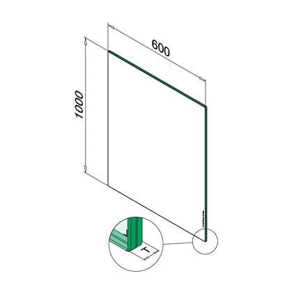 Q-railing laminuotas grūdintas stiklas 16.76 mm (8-0.76-8) MOD 5017 plotis: 600 mmaukštis: 1000 mm