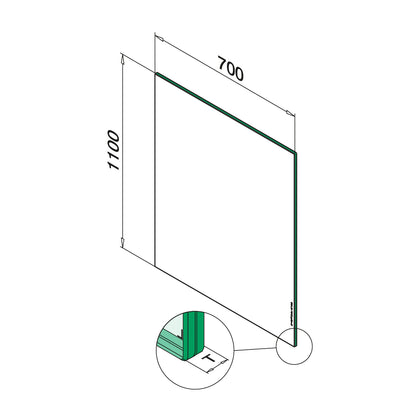 Q-railing laminuotas grūdintas stiklas 16.76 mm (8-0.76-8) MOD 5017 plotis: 700 mmaukštis: 1100 mm