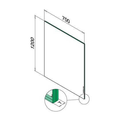 Q-railing laminuotas grūdintas stiklas 16.76 mm (8-0.76-8) MOD 5017 plotis: 700 mmaukštis: 1200 mm