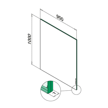 Q-railing laminuotas grūdintas stiklas 16.76 mm (8-0.76-8) MOD 5017 plotis: 950 mmaukštis: 1000 mm