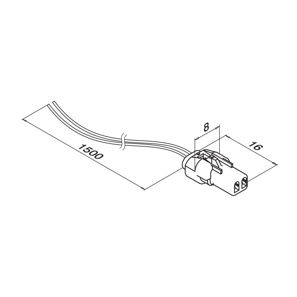Q-railing jungtis laidas–LED 48V, IP68, moteriška jungtis