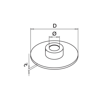 Q-railing tarpinė stiklo laikikliui MOD 5032 stiklo laikikliams 0747, 0750, 0751 (Ø 50mm) D48 mm, Ø10 mm, viršutinis