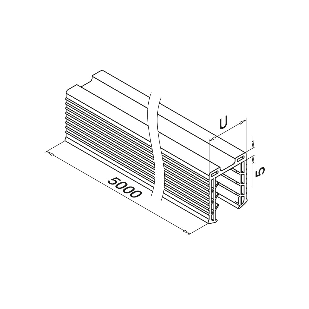 Q-railing EASY GLASS porankio ant stiklo tarpinė MOD 5124 stiklas: 8-10,76 mm, ilgis: 5000 mm