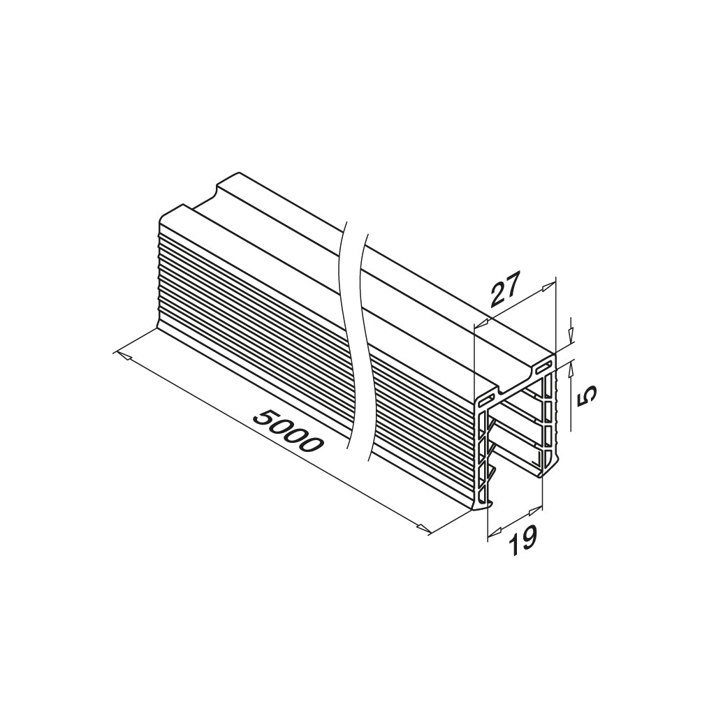 Q-railing EASY GLASS porankio ant stiklo tarpinė MOD 5127 stiklas: 19 mm, ilgis: 5000 mm