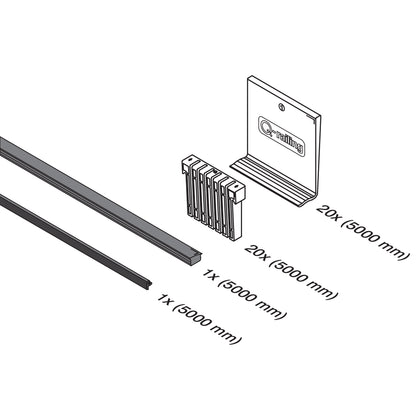 Q-railing EASY GLASS PRO nereguliuojamų tarpinių komplektas MOD 8100 ilgis: 5000 mm, stiklas: 12 mm