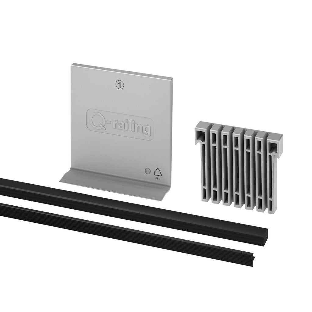 Q-railing EASY GLASS PRO nereguliuojamų tarpinių komplektas MOD 8100 ilgis: 5000 mm, stiklas: 19 mm