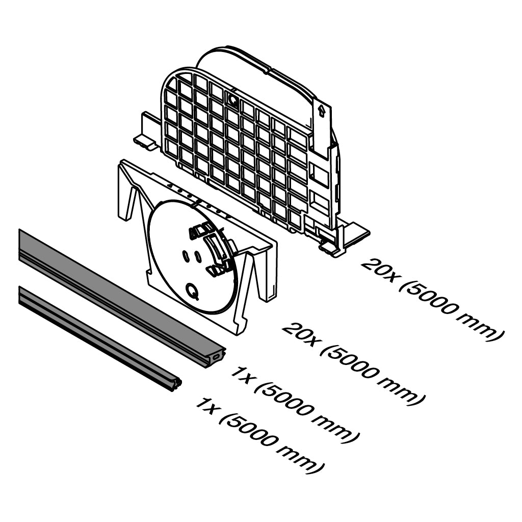 Q-railing EASY GLASS SMART+ Q-disc set reguliuojamų tarpinių komplektas MOD 8301 stiklas: 17.52 mm, ilgis: 5000 mm