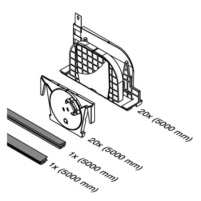 Q-railing EASY GLASS PRIME Q-disc set reguliuojamų tarpinių komplektas MOD 8401 min. užsakymo kiekis: 1 Prime; 208401-050-19 20.76 mm stiklas, ilgis: 5000 mm