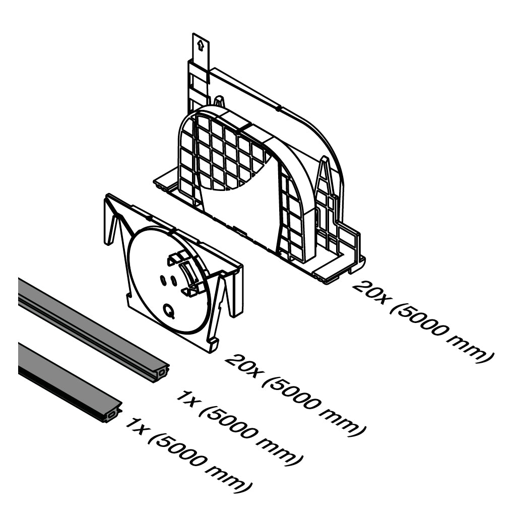 Q-railing EASY GLASS PRIME Q-disc set reguliuojamų tarpinių komplektas MOD 8401 min. užsakymo kiekis: 1 Prime; 208401-050-19 24.76 mm stiklas, ilgis: 5000 mm