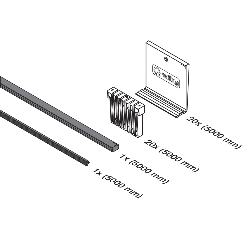Q-railing EASY GLASS MAX tarpinių komplektas MOD 8500 20.76 mm, ilgis: 25m