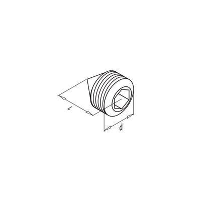 Q-railing fiksavimo varžtas su vidiniu šešiakampiu smailus MOD 0490 A2-70, M5 x 6 mm, QS-94