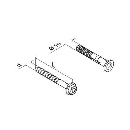 Q-railing šešiakampė galvutė varžtas su rėmo inkaru A4-70, 10 x 80 mmQS-213