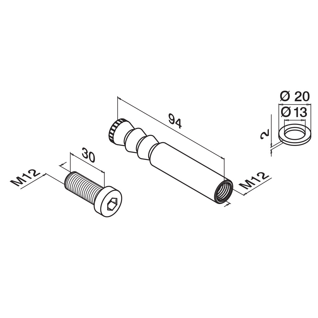 Q-railing Ankeris su vidiniu sriegiu Q VMZ-IG, ner. plienas AISI316 MOD 4519 M12 x 109 mm, QS-559,