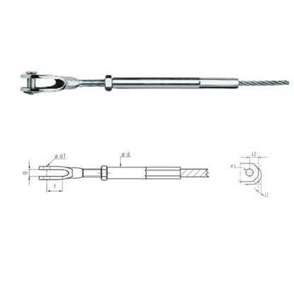Carl Stahl CS Fork with internal thread, swaged 306