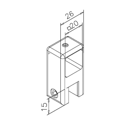 G-fittings Glass holder open for square tube 20 x 20 mm Marjetta