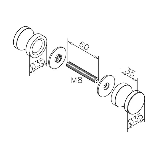 G-fittings Glass door knob, double-sided Margherita
