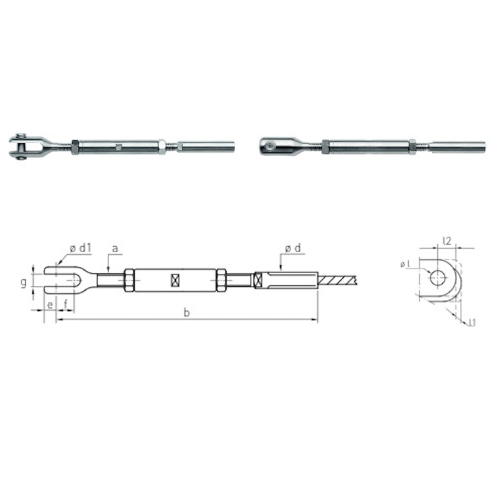 Carl Stahl Turnbuckle with fork fitting 670