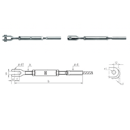 Carl Stahl Turnbuckle with fork fitting 670