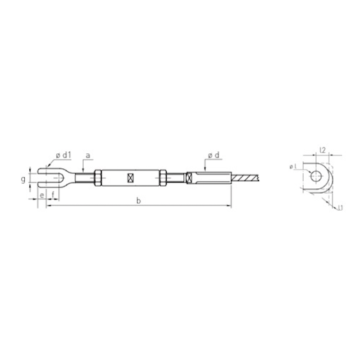 Carl Stahl Turnbuckle with fork fitting 670