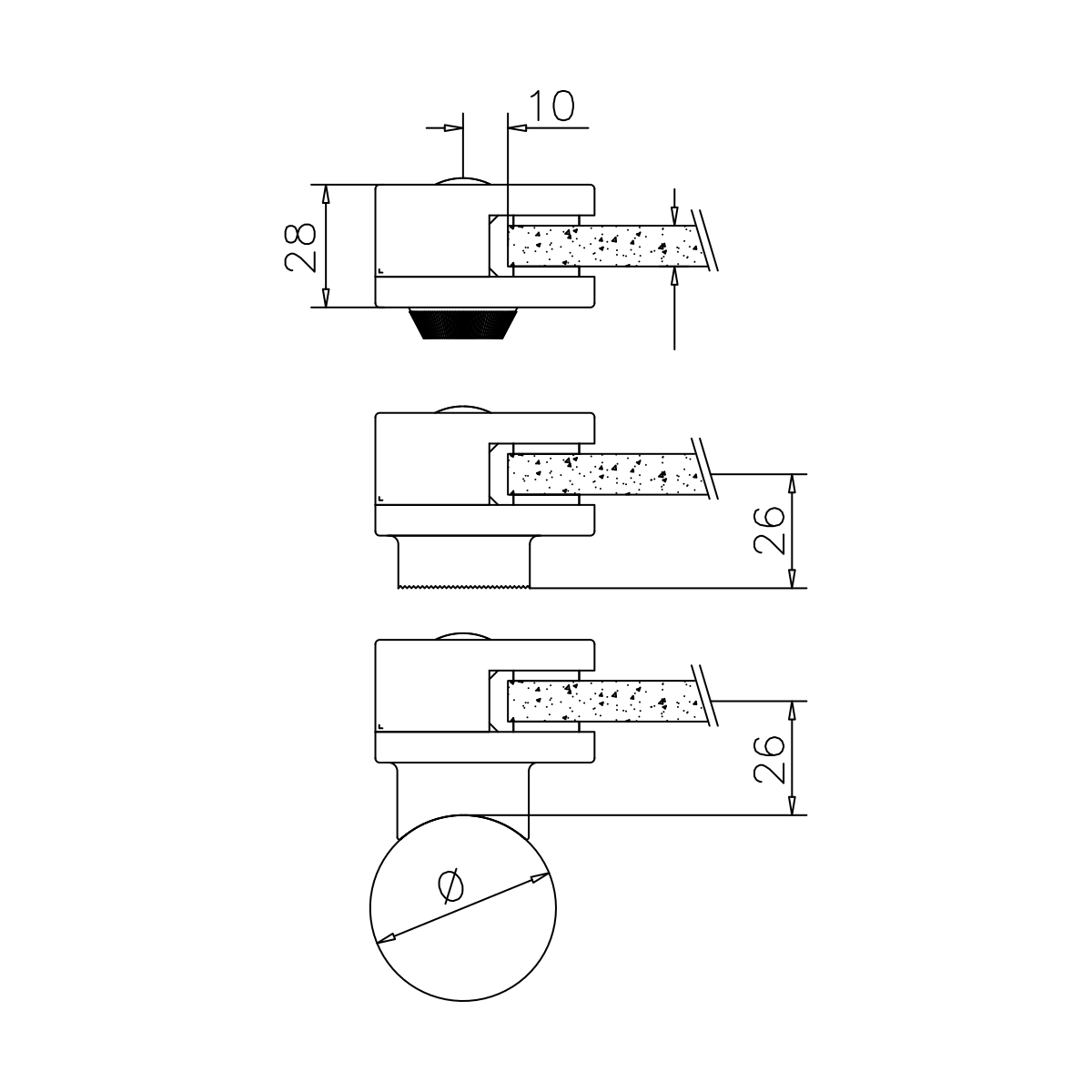 stiklo laikikliai