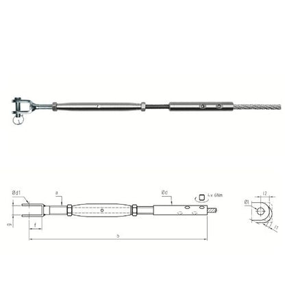 Carl Stahl Easy Grip turnbuckle with fork 770