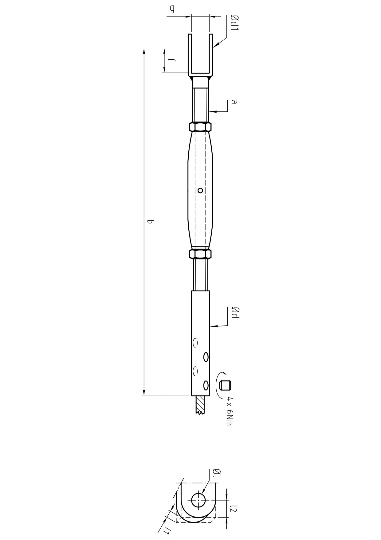 Carl Stahl Easy Grip turnbuckle with fork 770