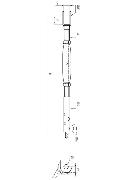 Carl Stahl Easy Grip turnbuckle with fork 770