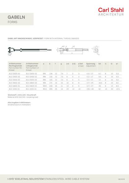 Carl Stahl Fork with internal thread, swaged 811