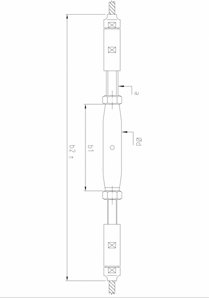 Carl Stahl I-SYS stainless steel Carl Stahl Turnbuckle, Swagless short M14