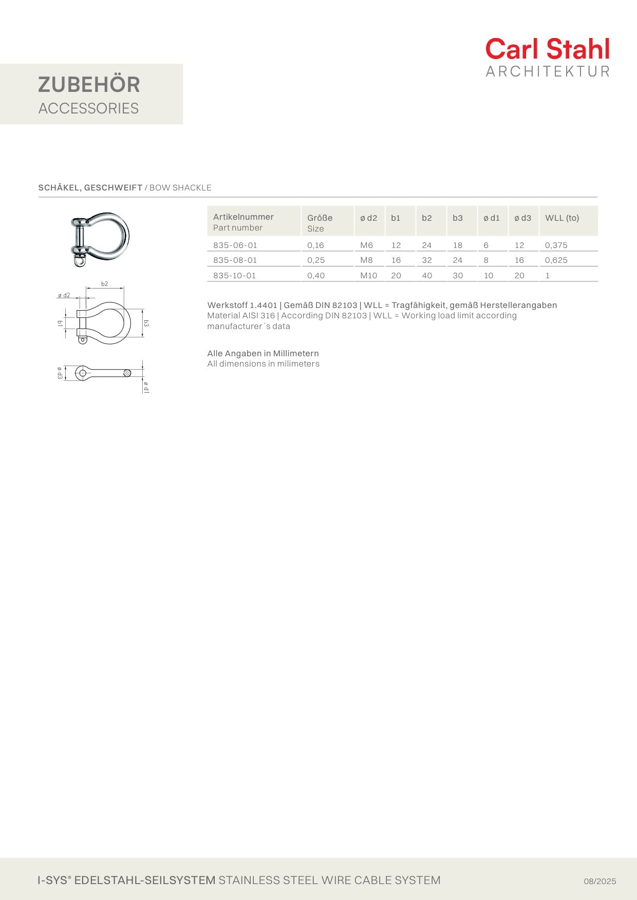 Carl Stahl Shackle D-form 835