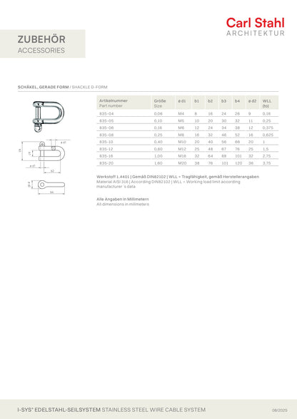 Carl Stahl Bow shackle 835