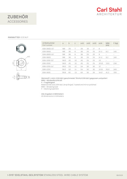 Carl Stahl Eye nut 838