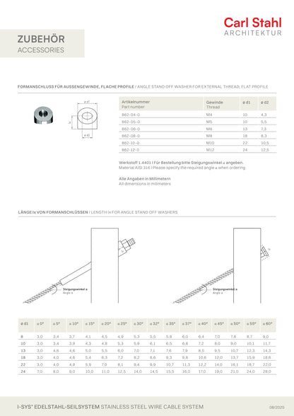 Carl Stahl Angle stand off washer for external thread, flat profile 862