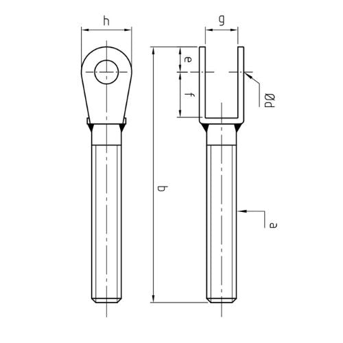 Carl Stahl Fork with external thread 871